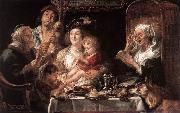 JORDAENS, Jacob As the Old Sang the Young Play Pipes dy oil painting reproduction